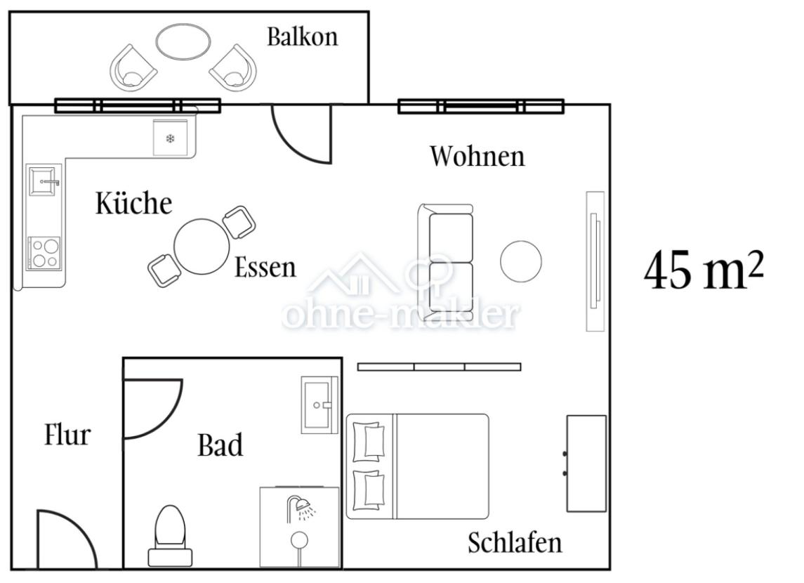 45m² Grundriss