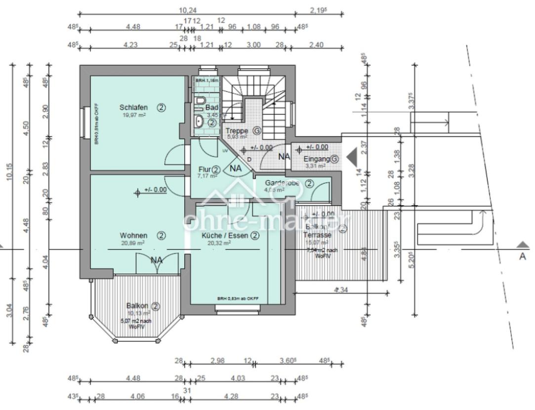 Grundriss mit Maßen
