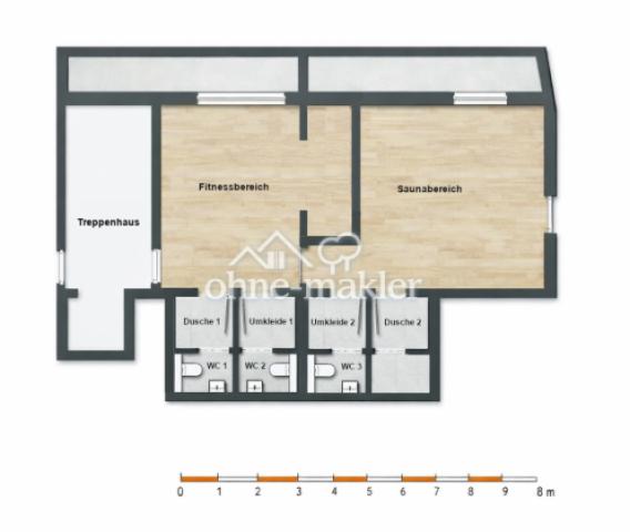 Grundriss Fitness und Sauna