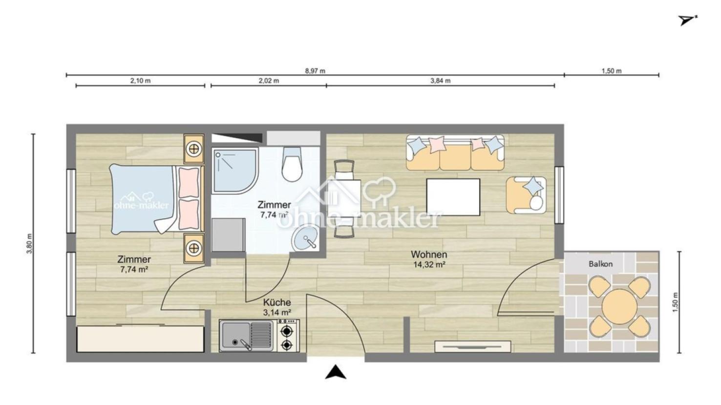 Grundriss mit Maßkette