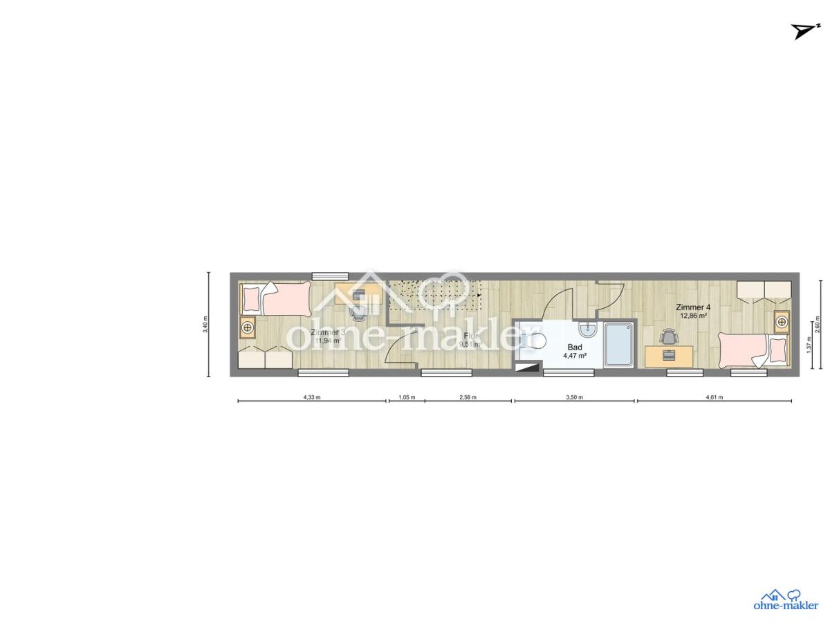 Zweite Ebene - Lage im 3. OG