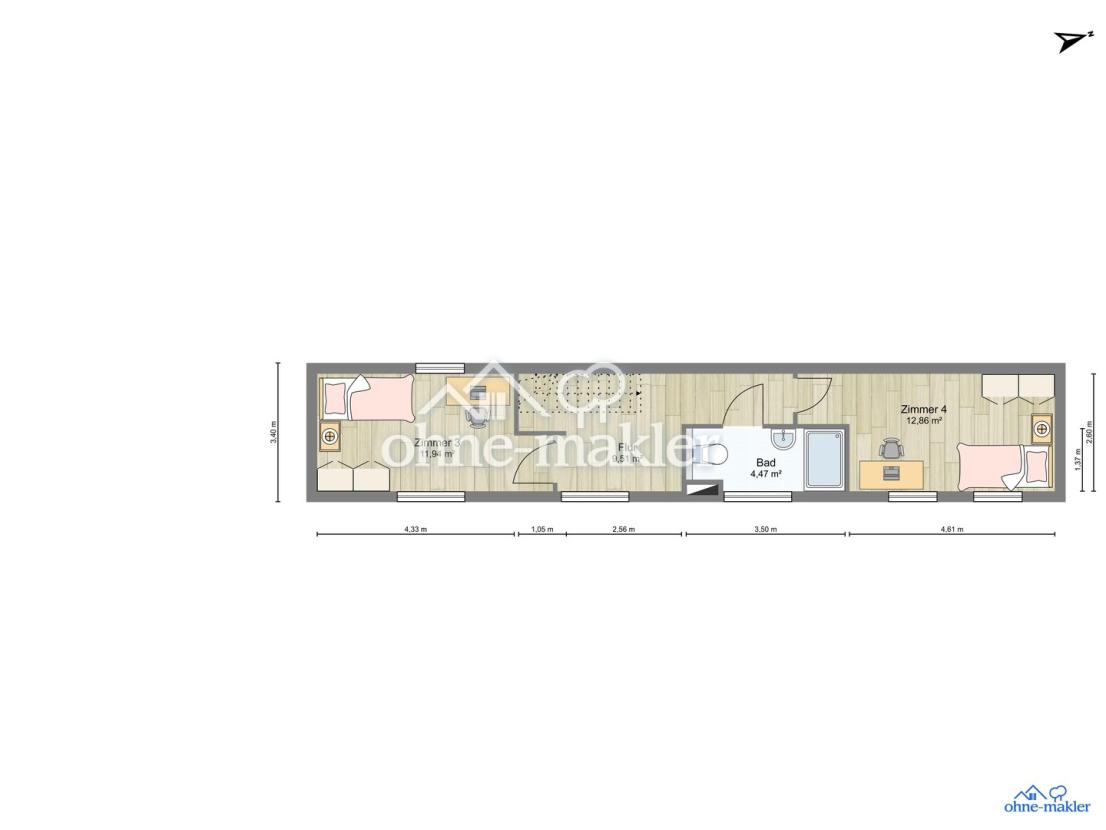 Zweite Ebene - Lage im 3. OG