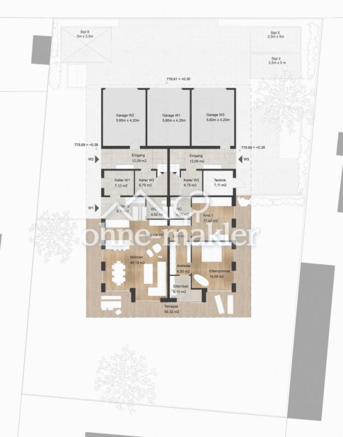 Grundriss EG mit Grundstück