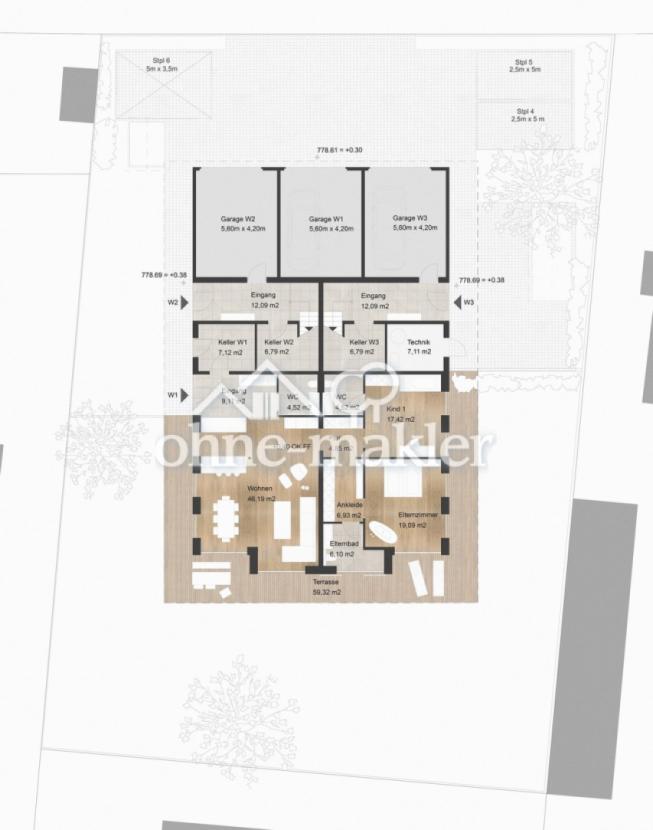Grundriss EG mit Grundstück