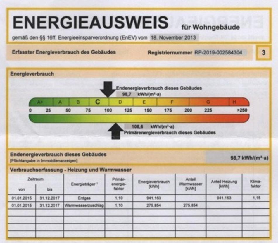Auszug aus dem Energieausweis