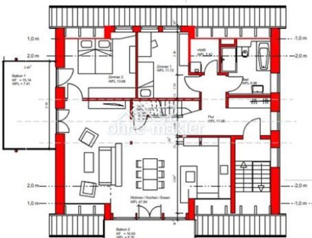 Grundriss 2. OG mit Balkon