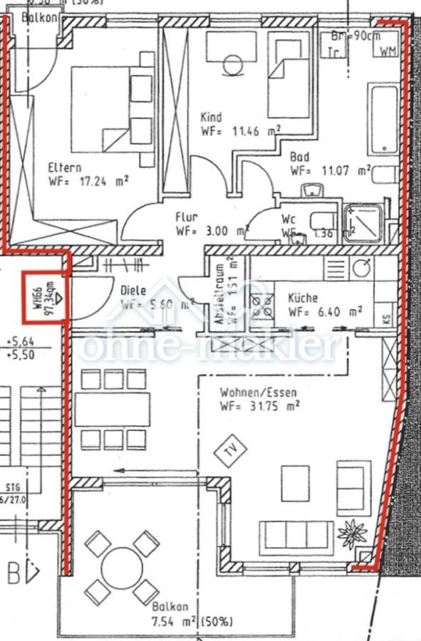 Grundriss der Wohnung
