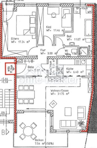 Grundriss der Wohnung