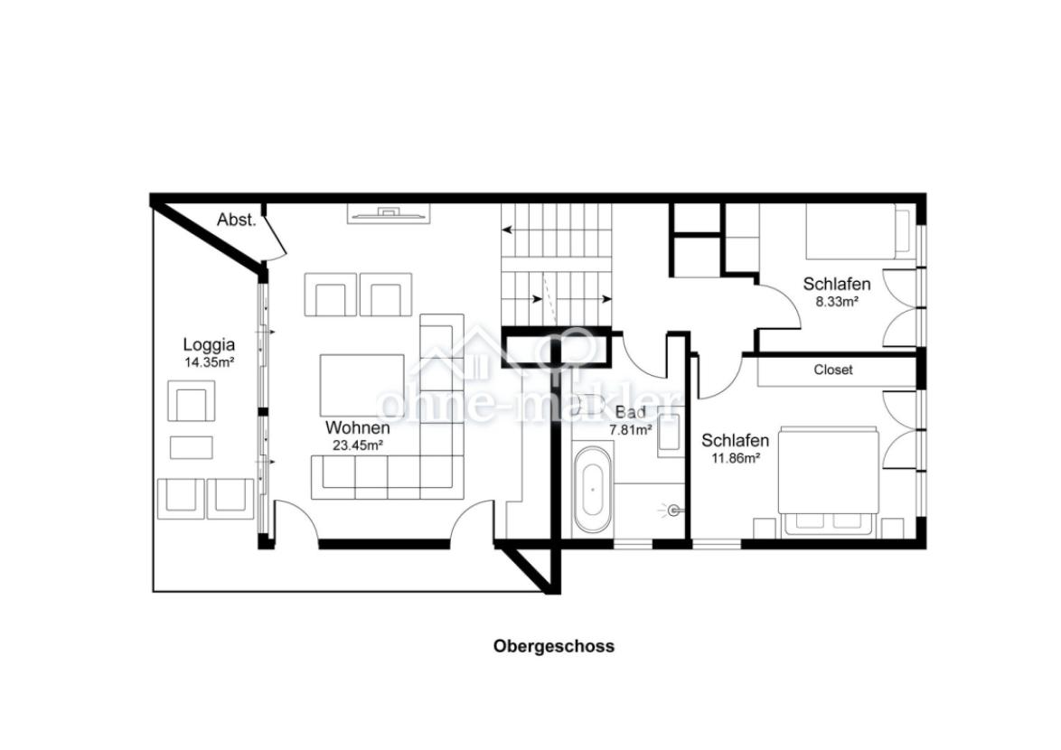 Zwischenetage und Obergeschoss