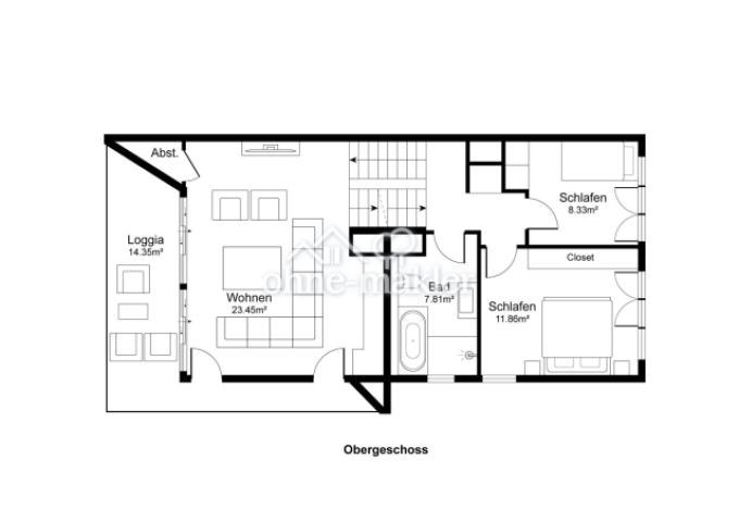 Zwischenetage und Obergeschoss