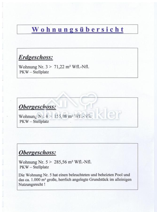 3 Wohnungen stehen zum Verkauf