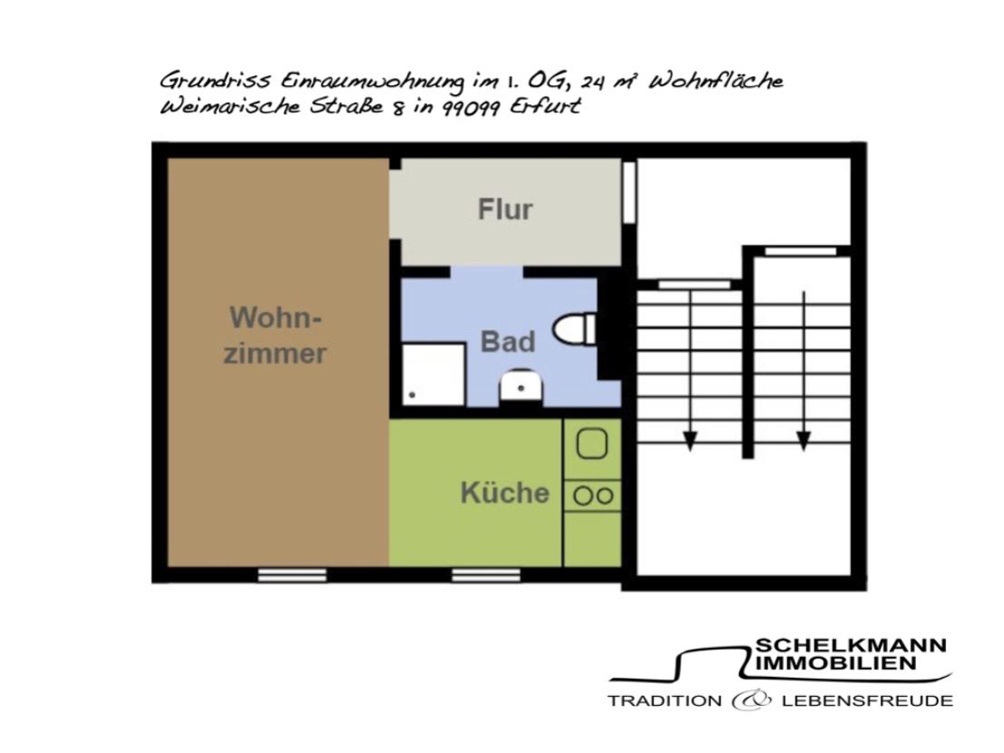 Grundriss Einraumwohnung 1.OG