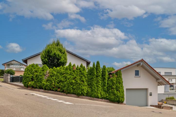 Ansicht Wohnhaus und Garagengebäude