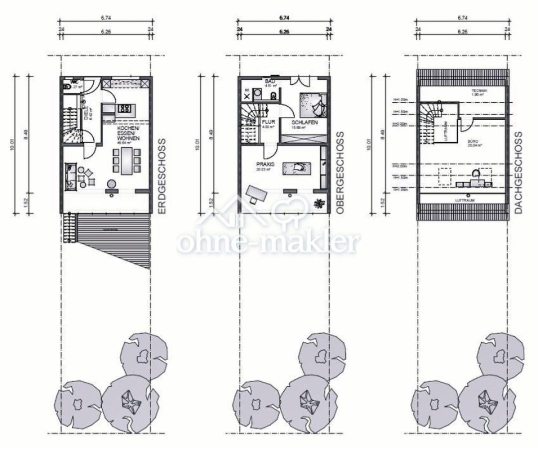 Grundrisse EG, OG und DG