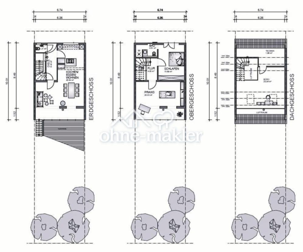 Grundrisse EG, OG und DG