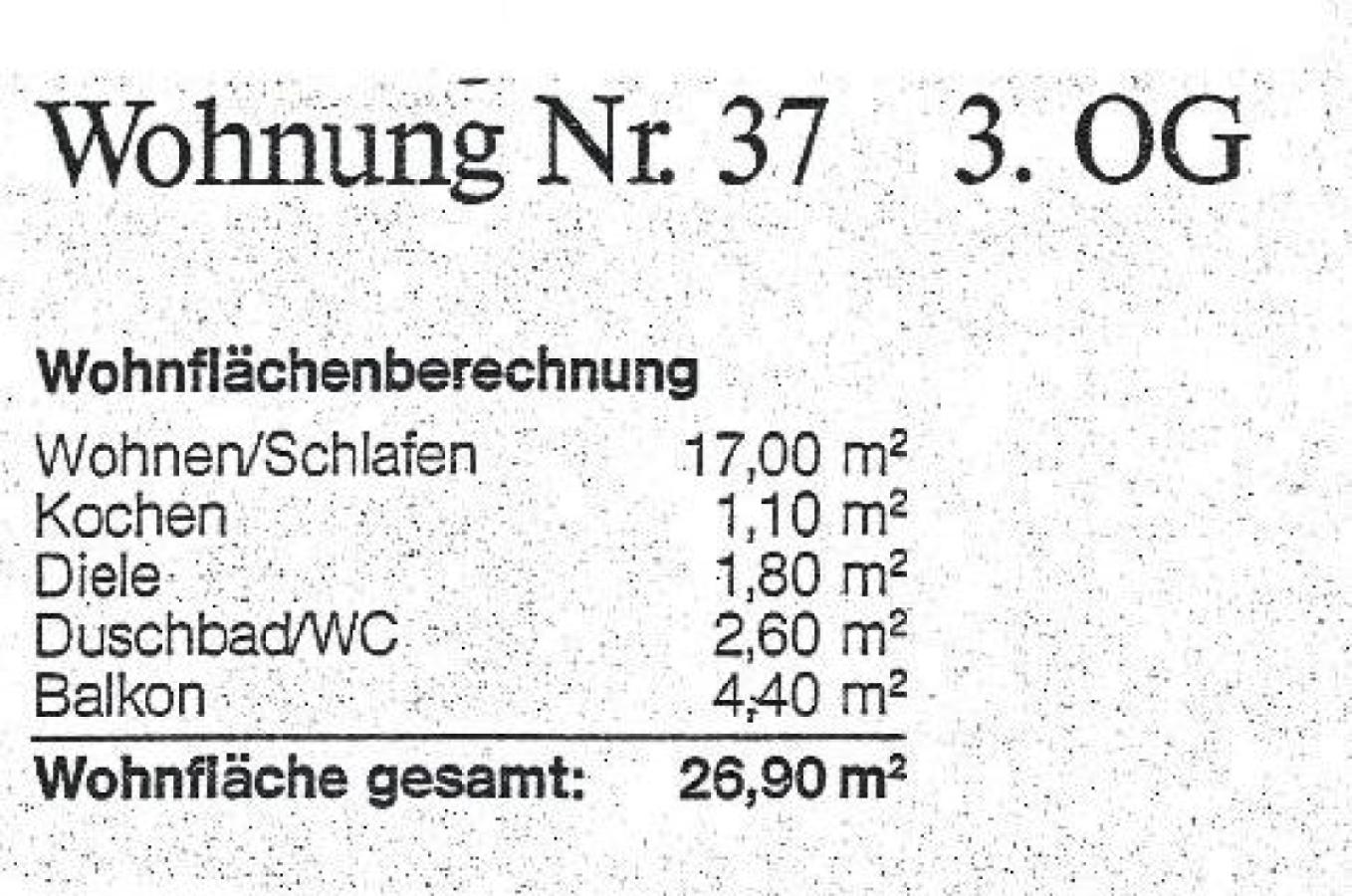 Wohnflächenaufstellung