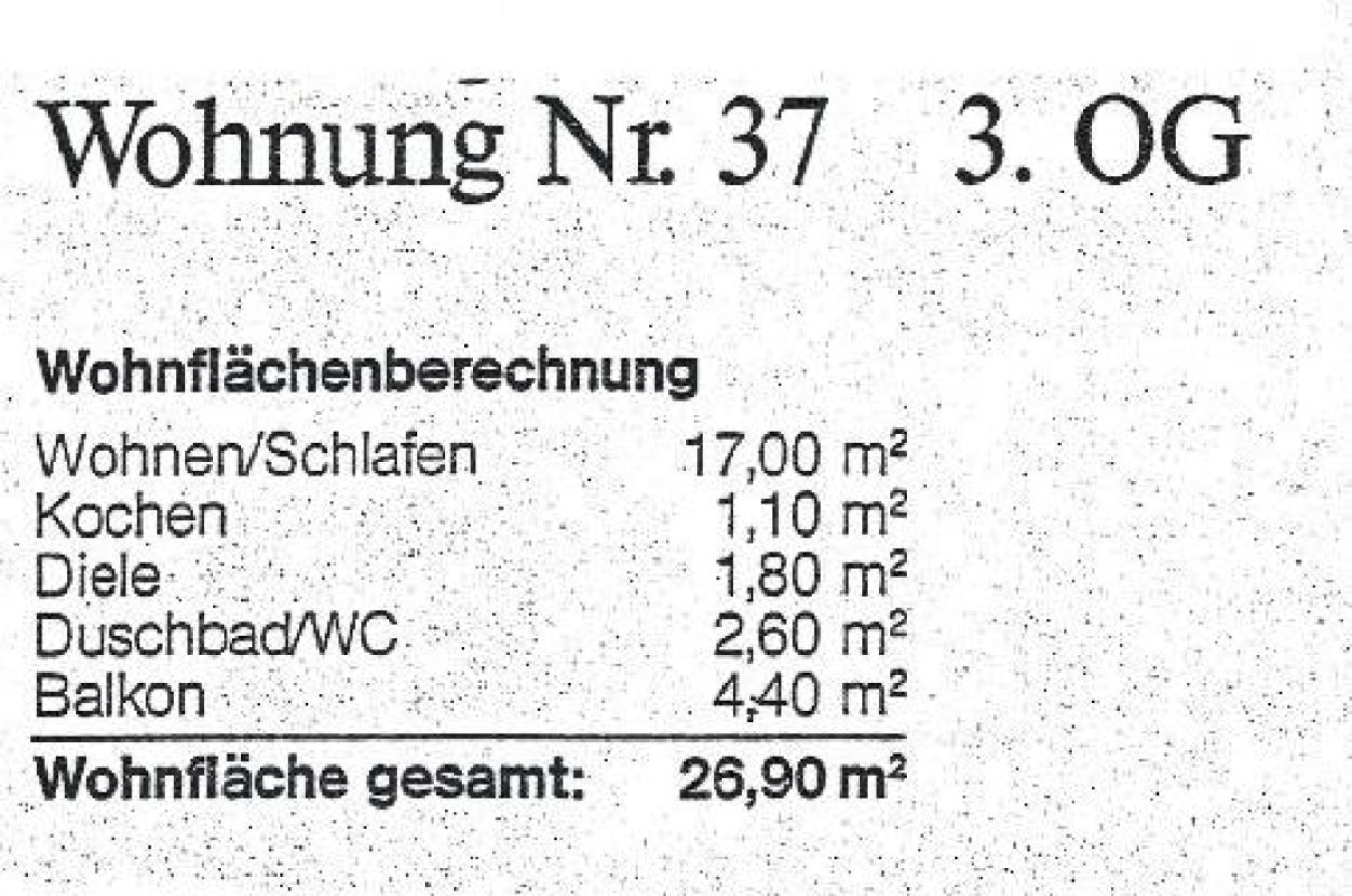 Wohnflächenaufstellung