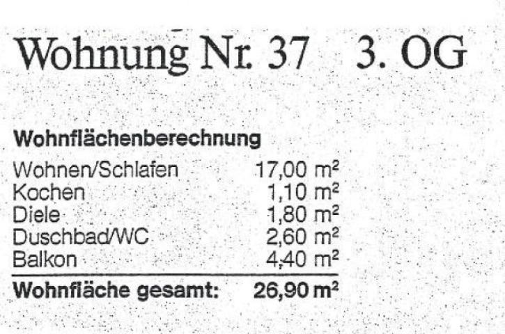 Wohnflächenaufstellung