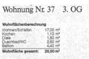 Wohnflächenaufstellung