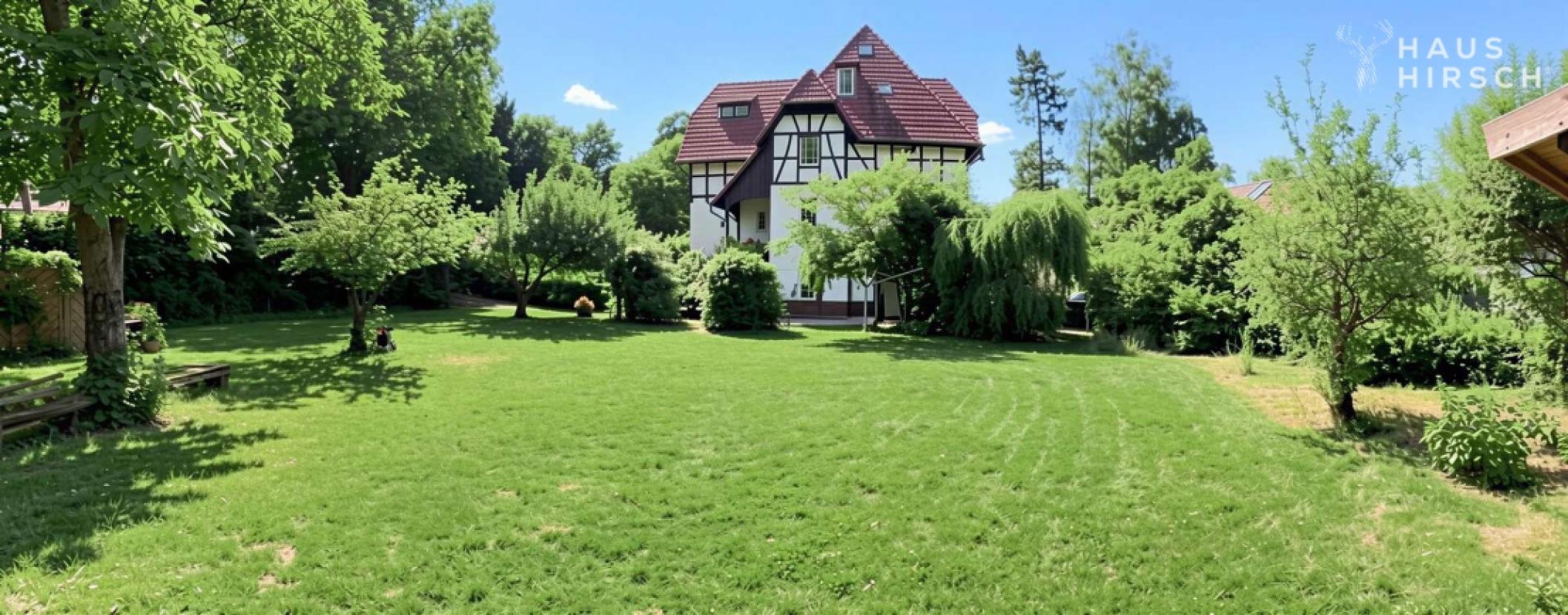 Grundstück mit Blick auf die Nachbarschaftsbebauung 