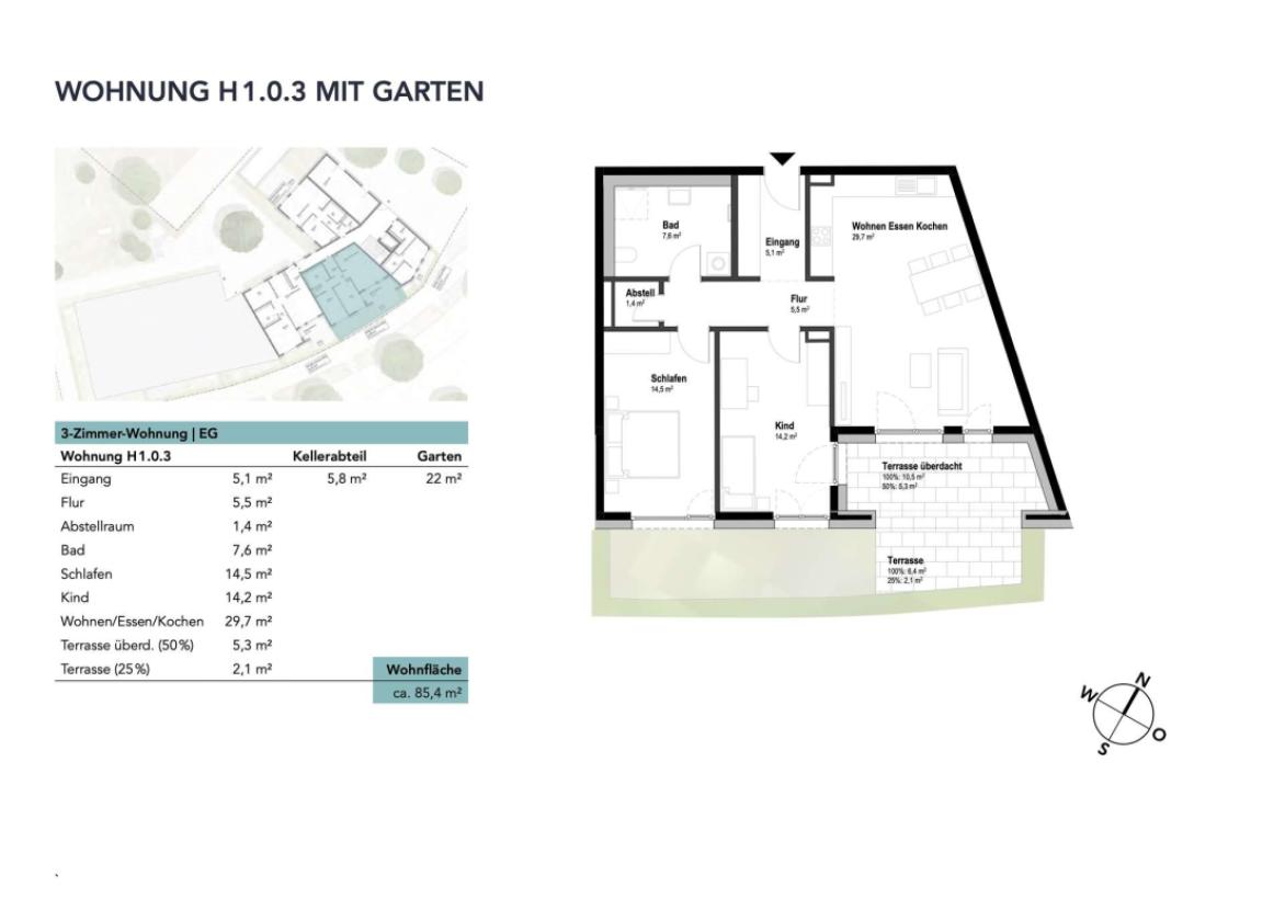 Wohnung H1.0.3 mit Garten