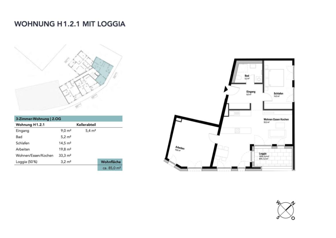 Wohnung H1.2.1 mit Loggia