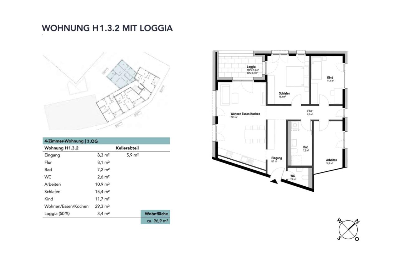 Wohnung H1.3.2 mit Loggia