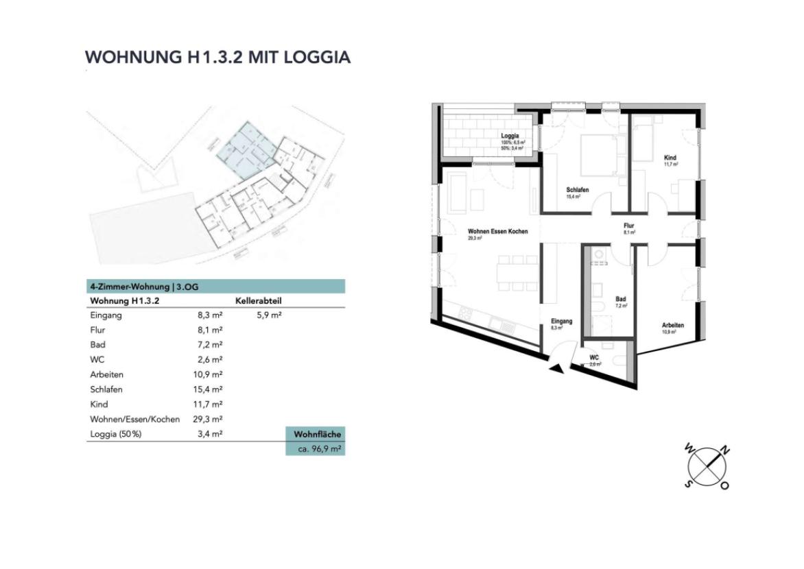 Wohnung H1.3.2 mit Loggia