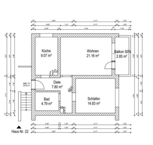 Grundriss Skizze WE 71