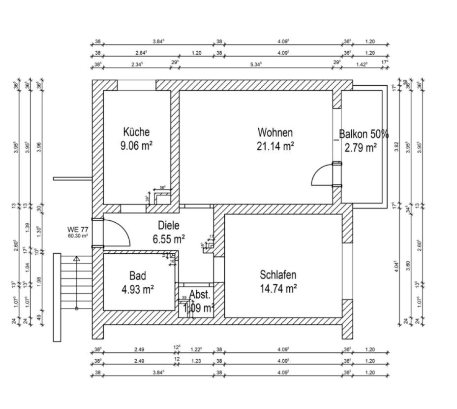 Grundriss Skizze WE 77