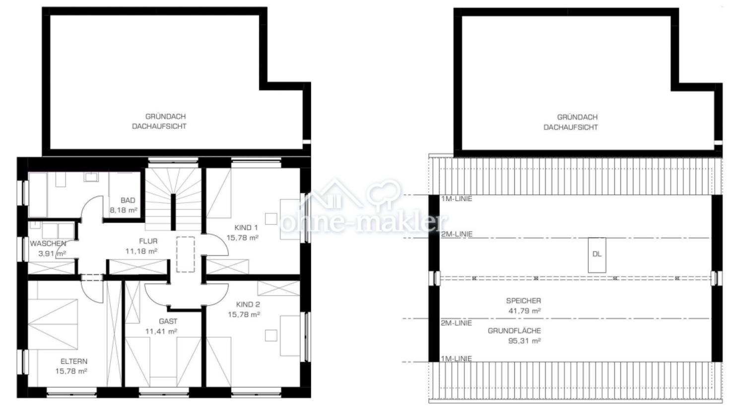 Grundriss-OG und Dach