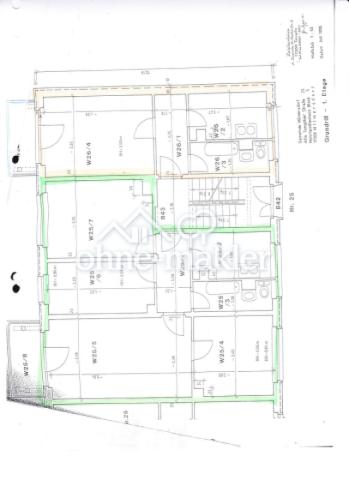 Grundriss 4- u. 1-Raum-Wohnung