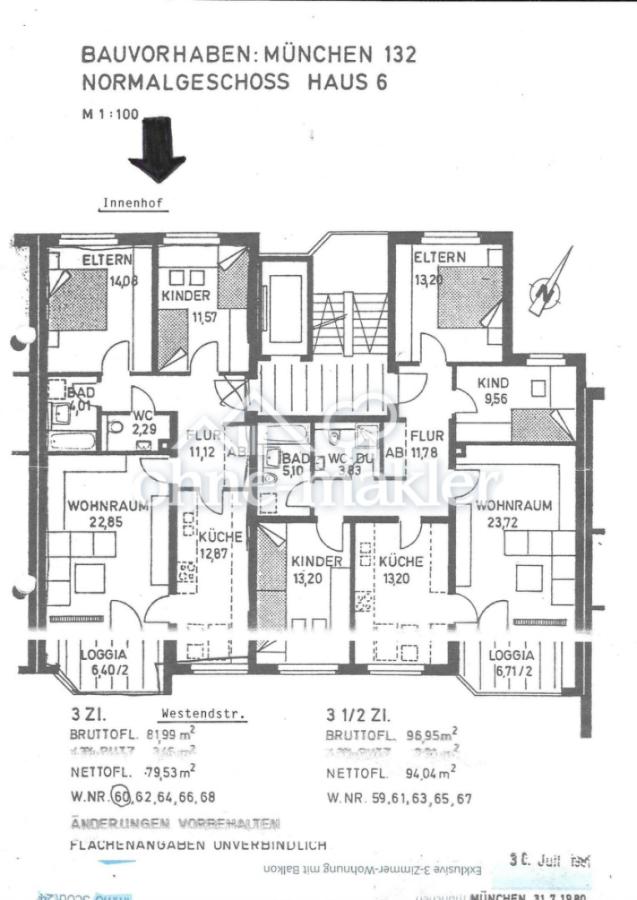 Grundriss, Wohnung 60