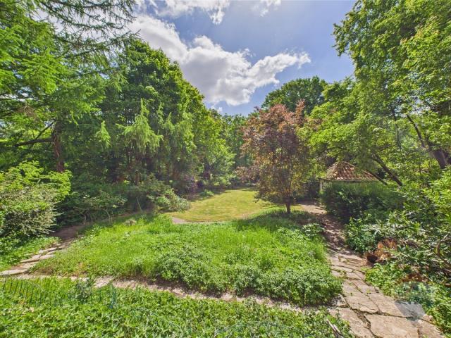 Ausblick von der Terrasse auf den Garten