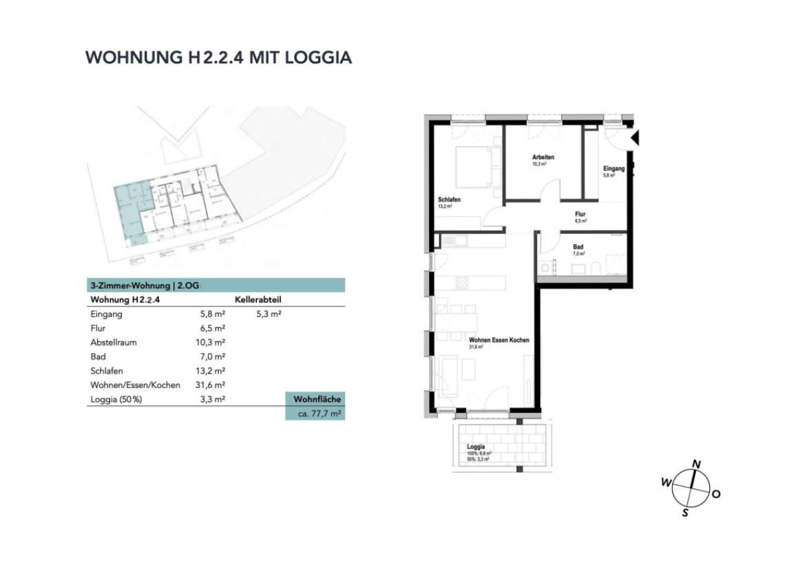 Wohnung H2.2.4 mit Loggia