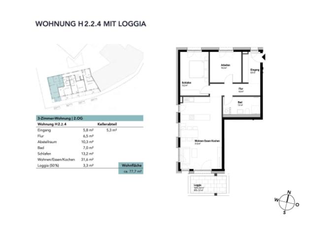 Wohnung H2.2.4 mit Loggia