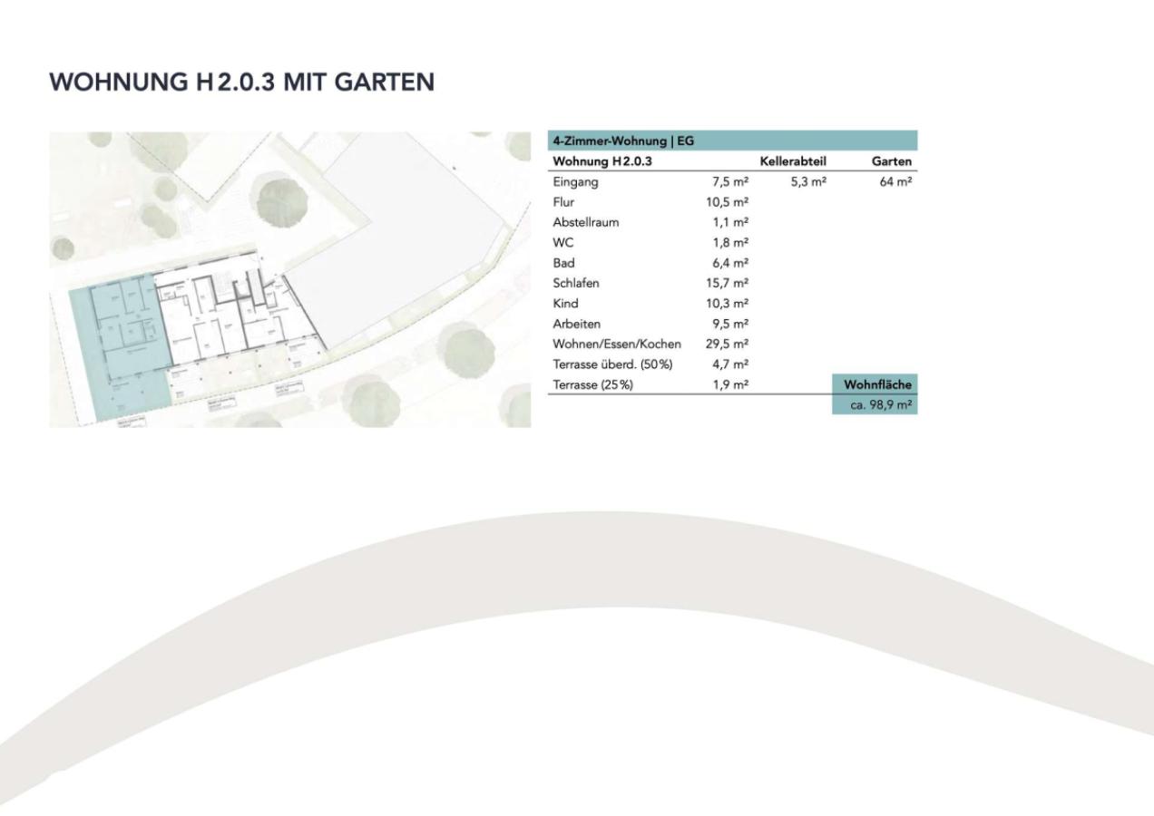 Wohnung H2.0.3 mit Garten