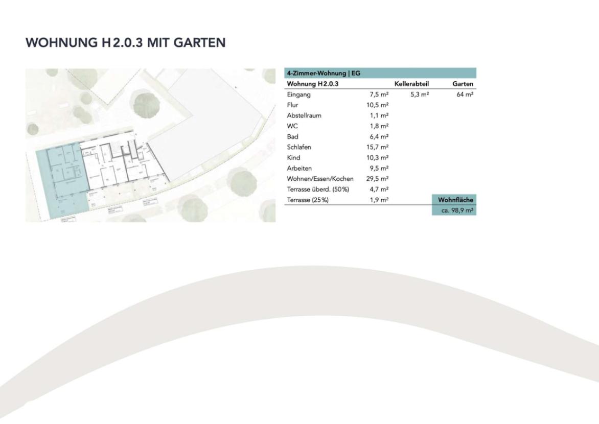 Wohnung H2.0.3 mit Garten