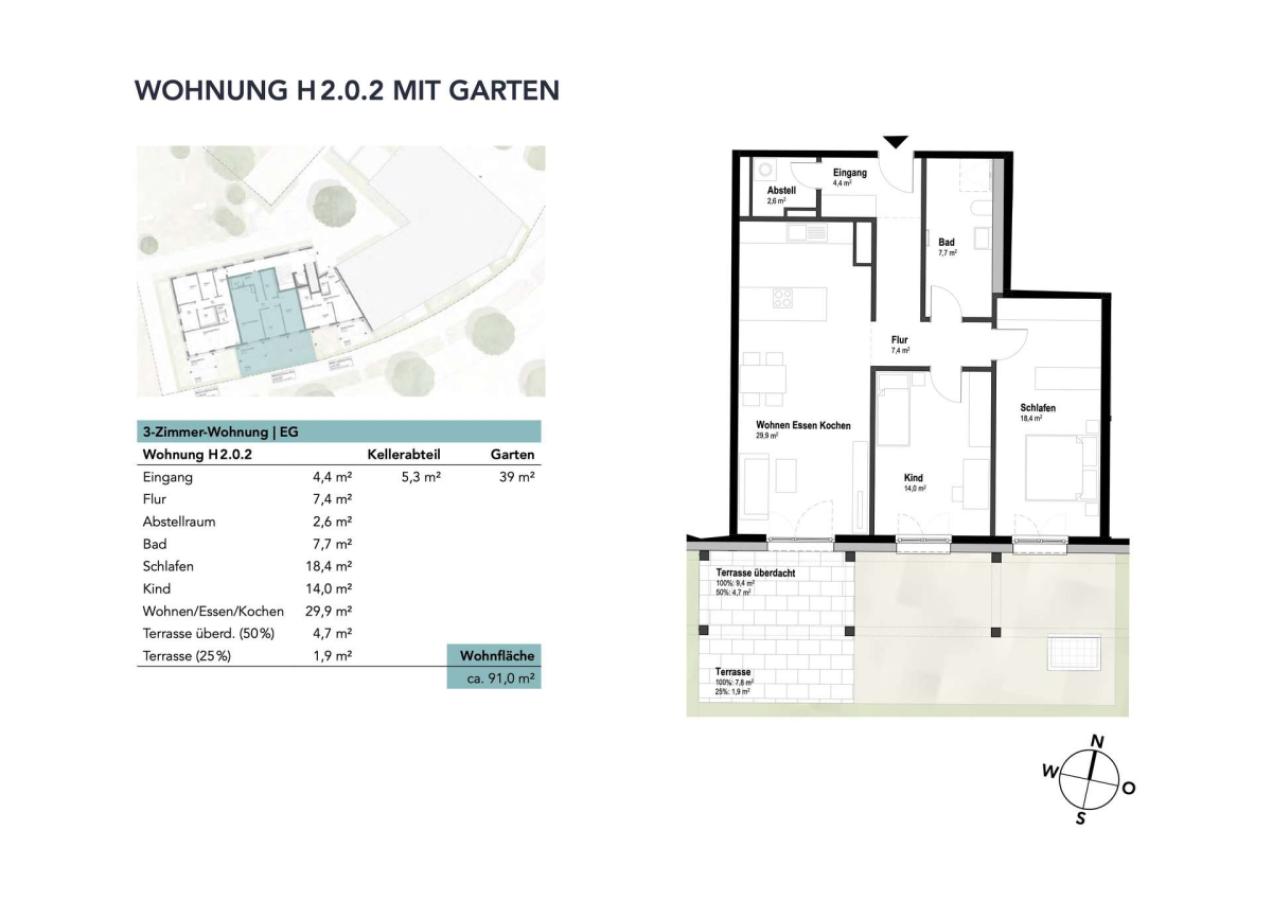 Wohnung H2.0.2 mit Garten