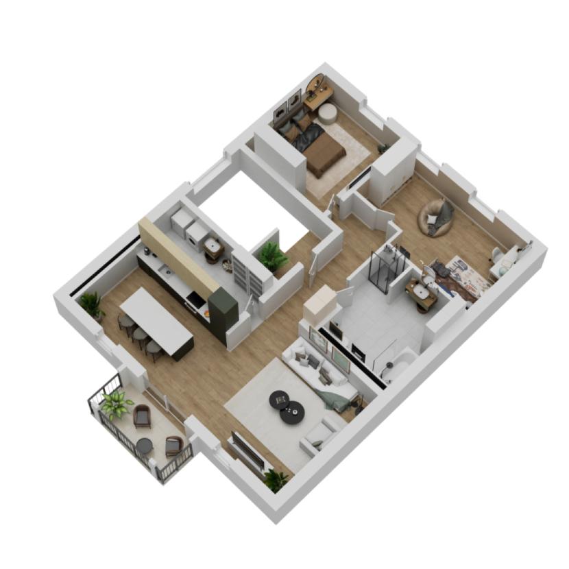 Grundriss 3D Dachgeschosswohnung