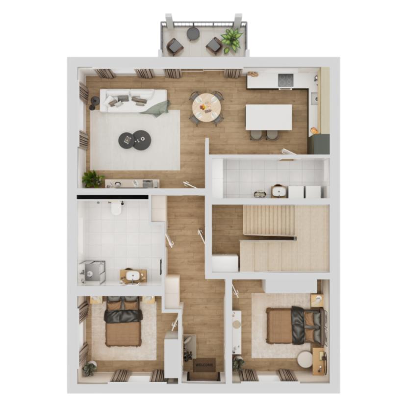 Grundriss Erdgeschosswohnung 2D