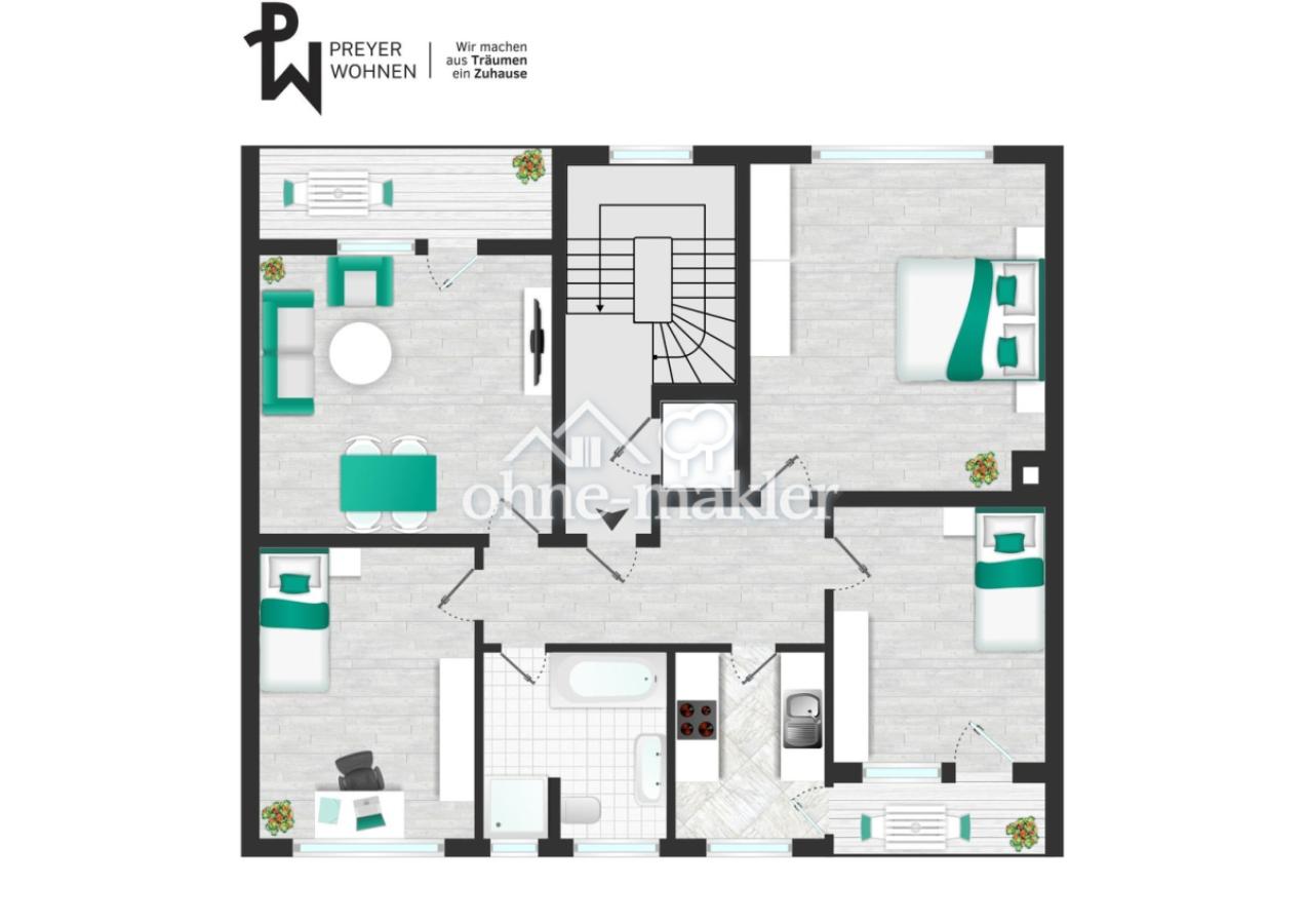 Grundriss Variante 4-Zimmer