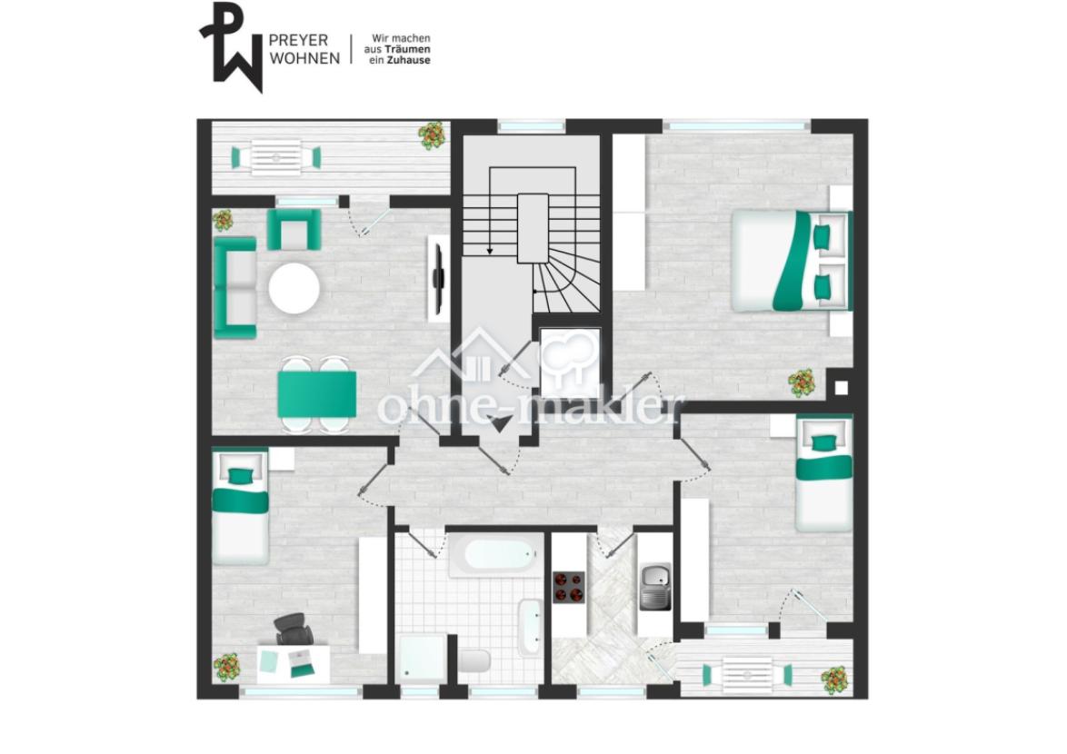 Grundriss Variante 4-Zimmer