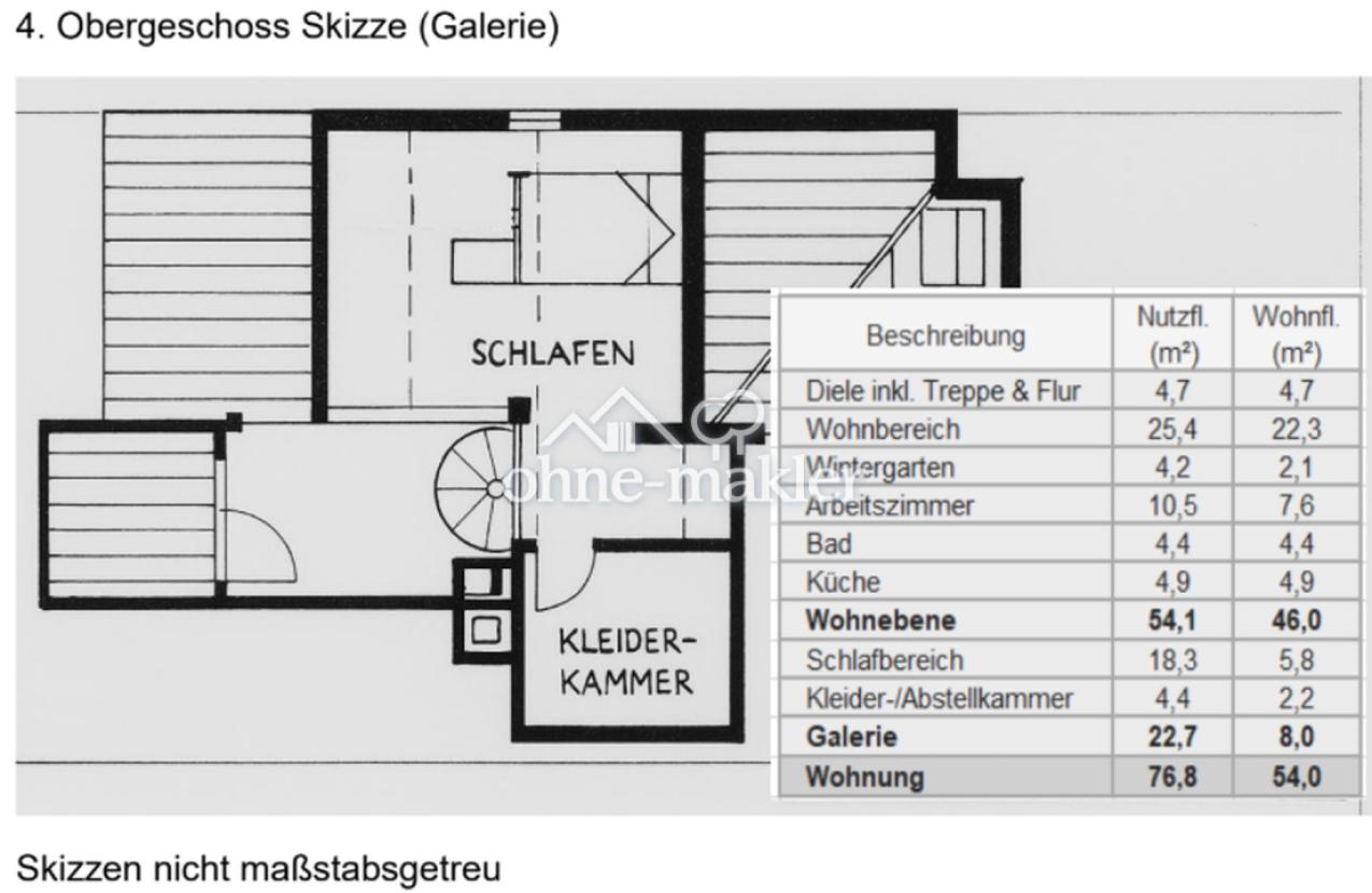 Grundriss Obergeschoss (4. OG)