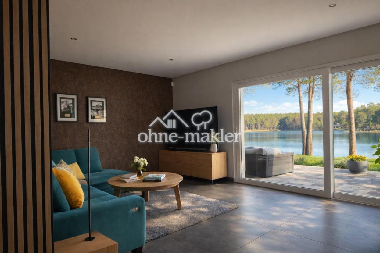 Wohnzimmer mit Seeblick 
