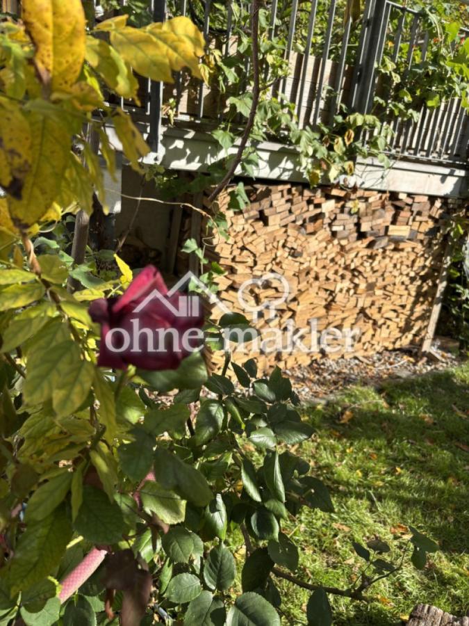 Terasse und Holzstoß