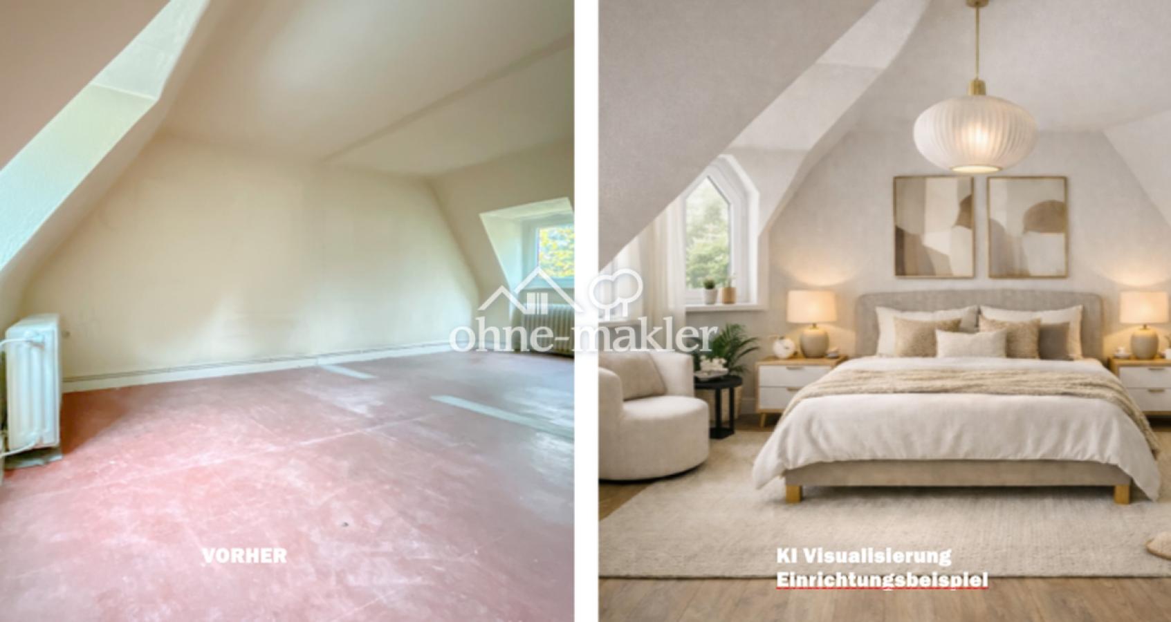 Schlafzimmer unter dem Dach