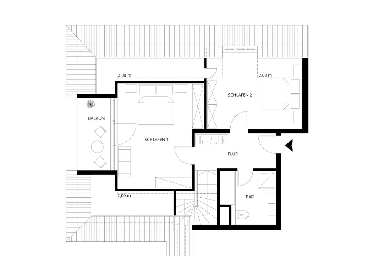 2D-Grundriss - Dachgeschoss