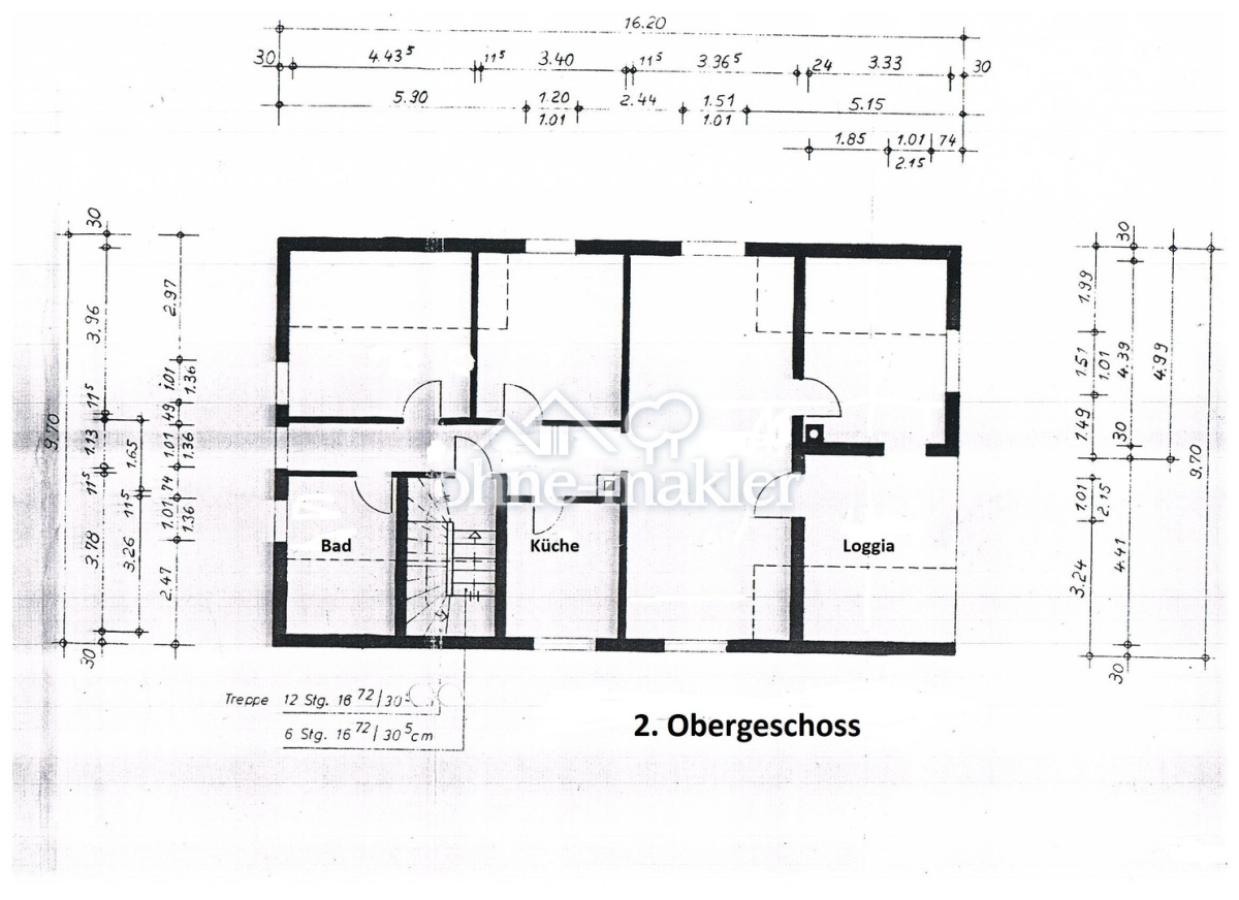 2.OG: 4 Zimmer Kü Bad Loggia