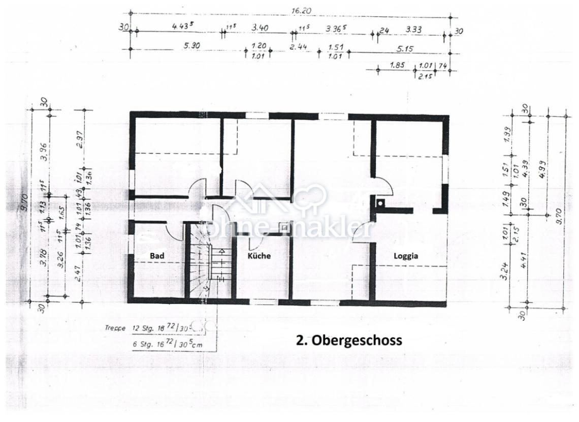 2.OG: 4 Zimmer Kü Bad Loggia